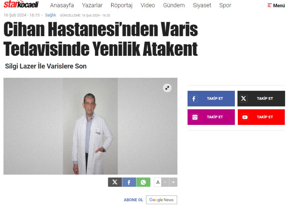 Star Kocaeli Gazetesi'nde Murat Kaynak ile Varis ve Silgi Lazer Tedavisi